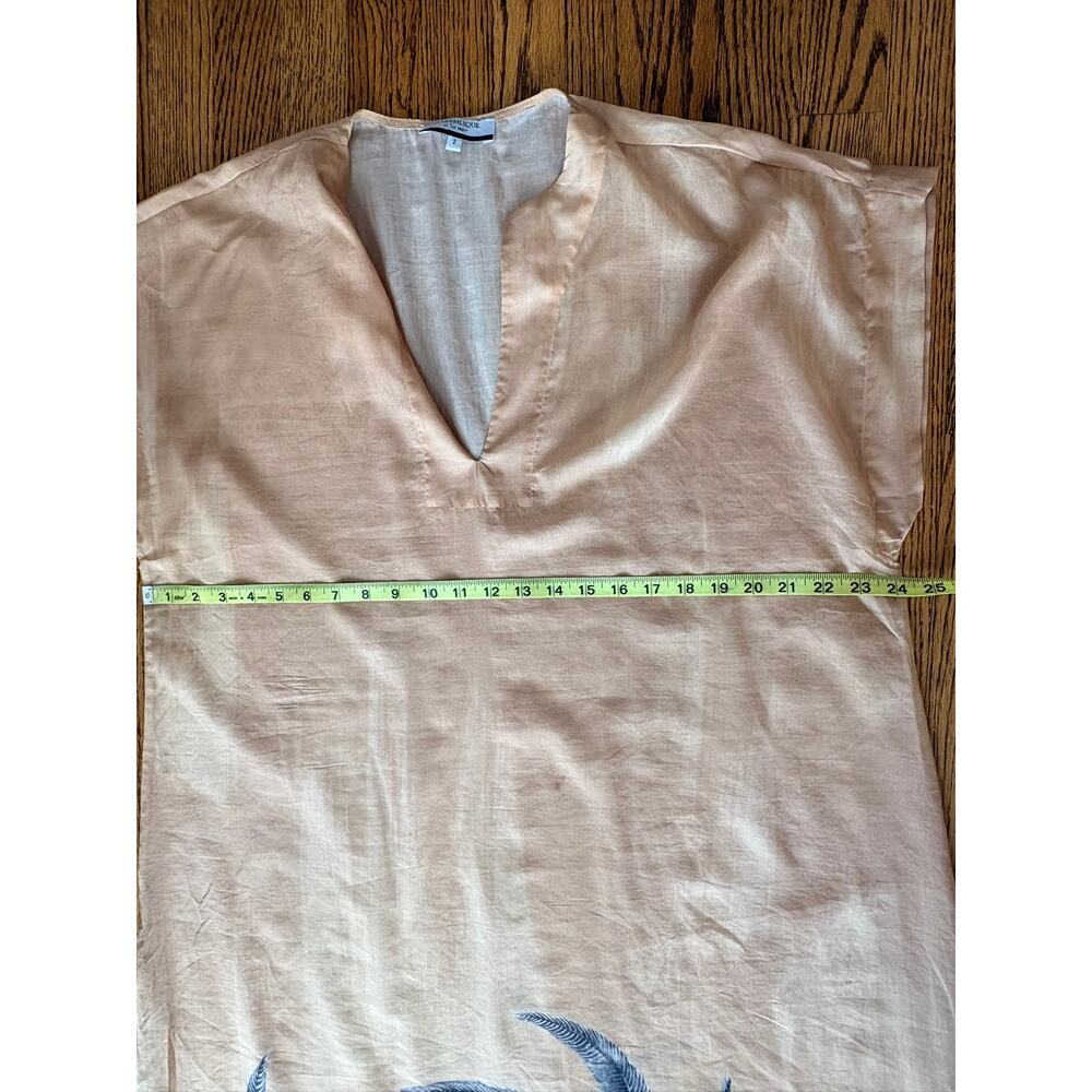 Haremlique à la Mer Mirage Long Kaftan Silk Cotton Palm Peach Print Size 2 - Picture 4 of 9
